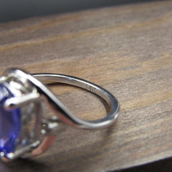 Size 6.25 14K White Gold 3.96 Carat Tanzanite Ring - Picture 5 of 11